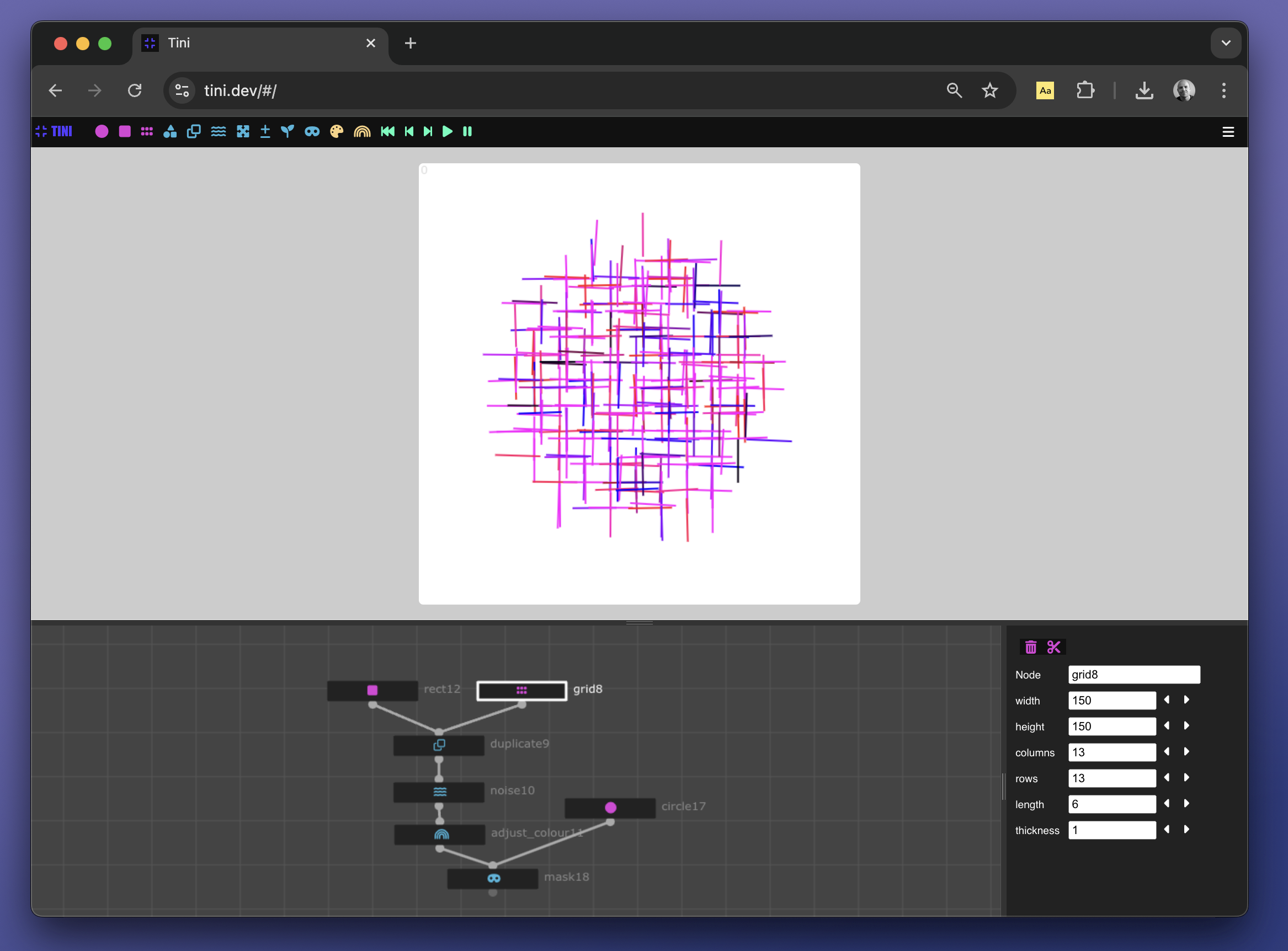 A generative art app called Tini